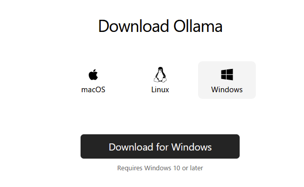 Ollamaをダウンロードするページのスクリーンショット