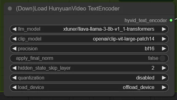 (Down)Load HunyuanVideo TextEncoderノードの画像